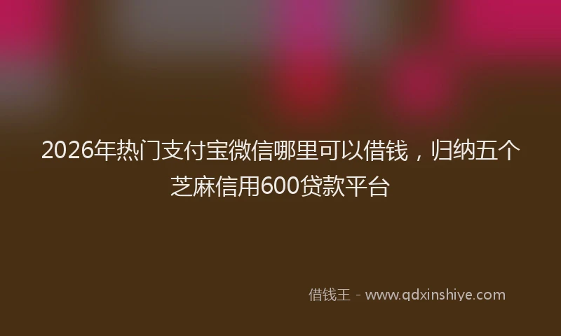 2026年热门支付宝微信哪里可以借钱,归纳五个芝麻信用600贷款平台