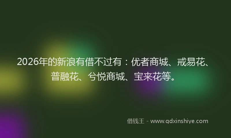 2026年的新浪有借不过有：优者商城、戒易花、普融花、兮悦商城、宝来花等。