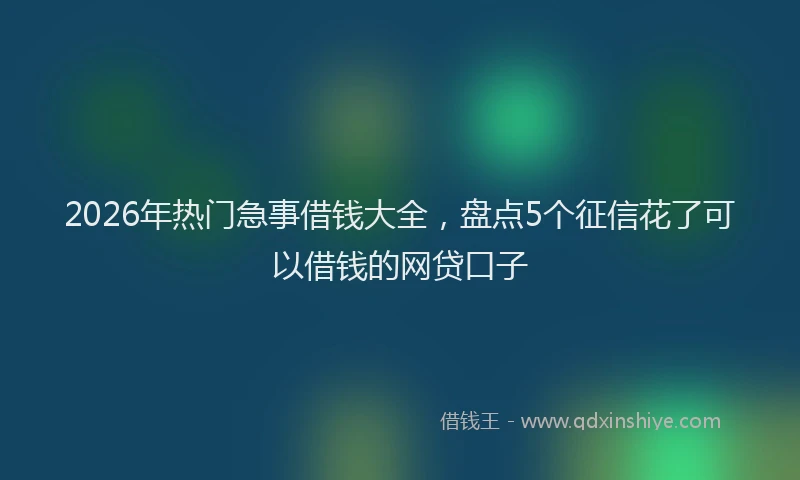 2026年热门急事借钱大全，盘点5个征信花了可以借钱的网贷口子