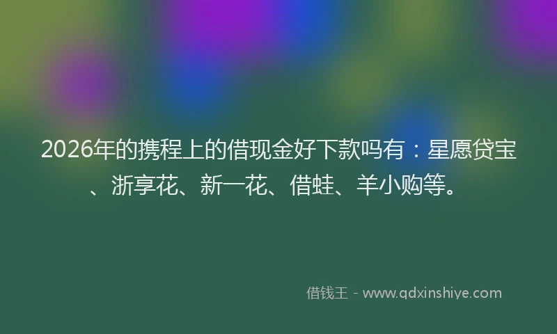 2026年的携程上的借现金好下款吗有：星愿贷宝、浙享花、新一花、借蛙、羊小购等。