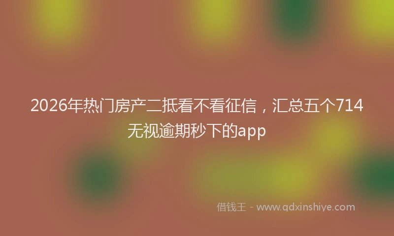 2026年热门房产二抵看不看征信，汇总五个714无视逾期秒下的app