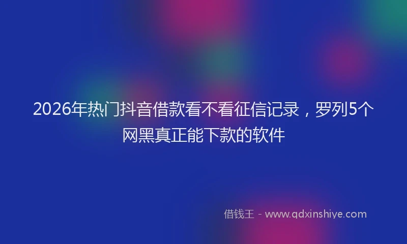 2026年热门抖音借款看不看征信记录，罗列5个网黑真正能下款的软件