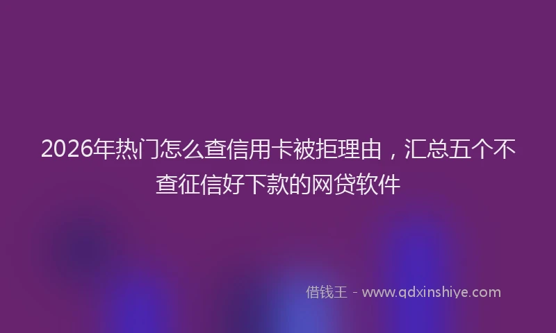 2026年热门怎么查信用卡被拒理由，汇总五个不查征信好下款的网贷软件