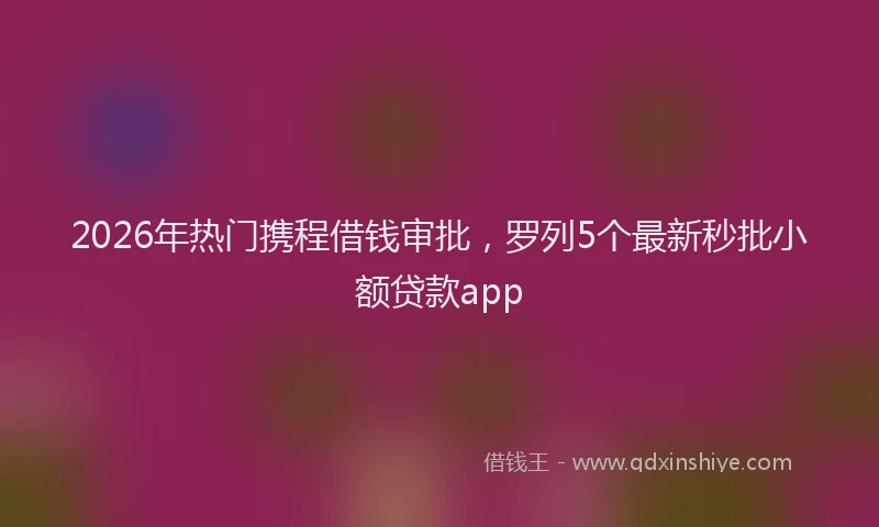 2026年热门携程借钱审批，罗列5个最新秒批小额贷款app