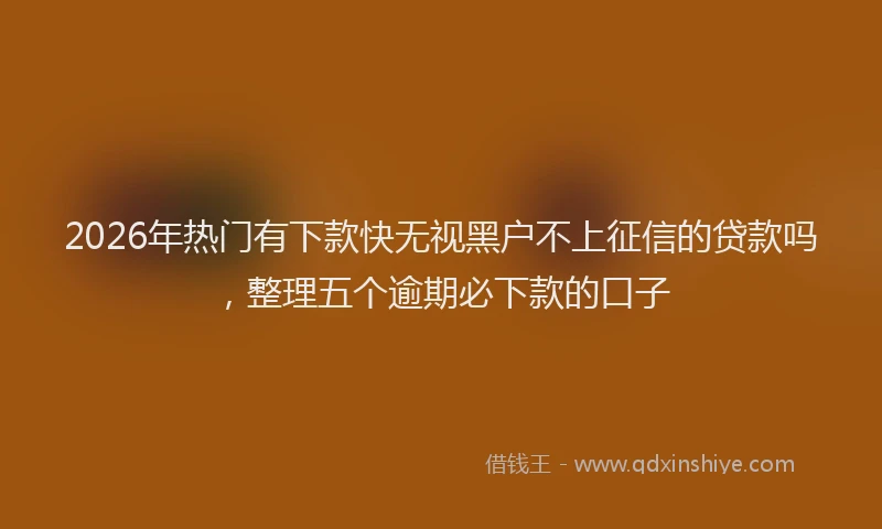 2026年热门有下款快无视黑户不上征信的贷款吗，整理五个逾期必下款的口子