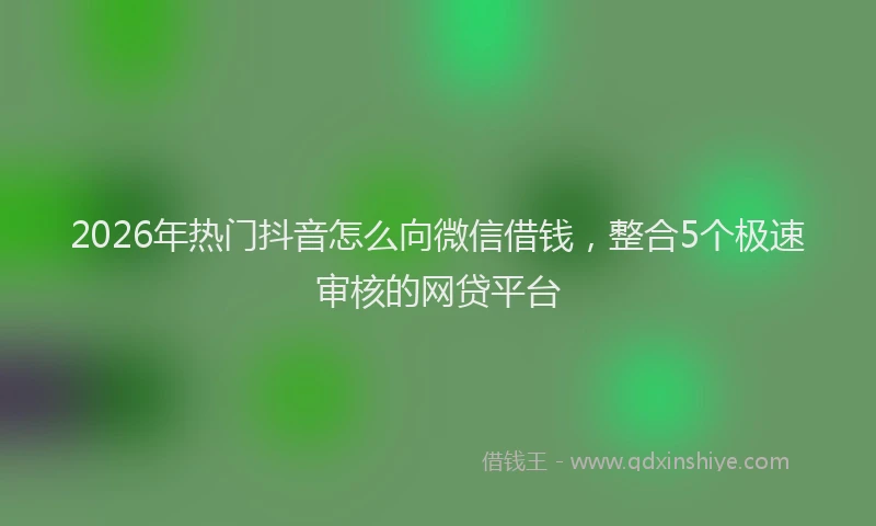 2026年热门抖音怎么向微信借钱，整合5个极速审核的网贷平台