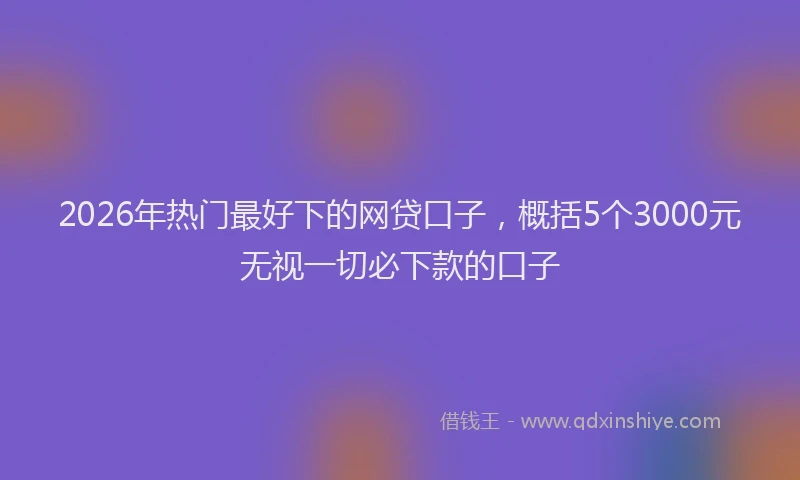 2026年热门最好下的网贷口子，概括5个3000元无视一切必下款的口子
