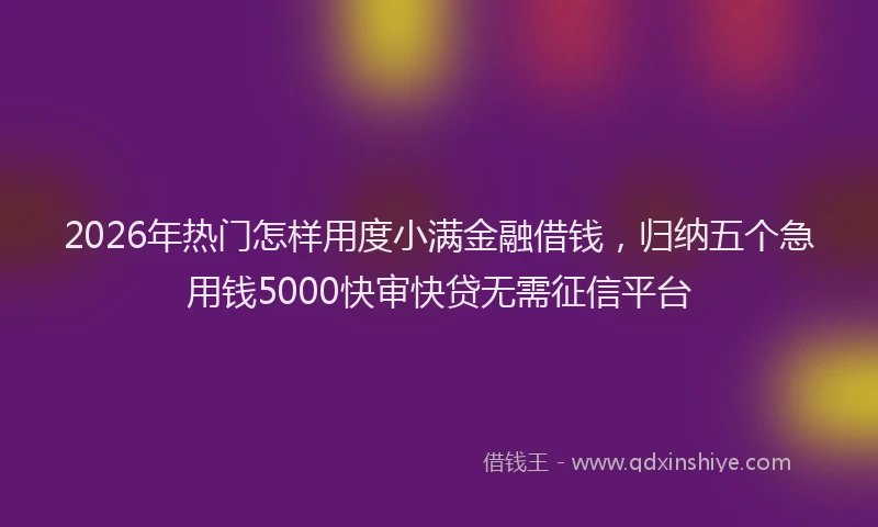 2026年热门怎样用度小满金融借钱，归纳五个急用钱5000快审快贷无需征信平台