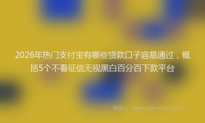 2026年热门支付宝有哪些贷款口子容易通过，概括5个不看征信无视黑白百分百下款平台