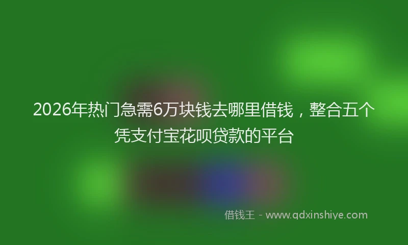 2026年热门急需6万块钱去哪里借钱,整合五个凭支付宝花呗贷款的平台