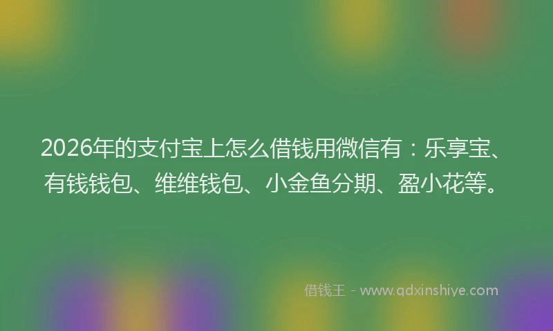 2026年的支付宝上怎么借钱用微信有：乐享宝、有钱钱包、维维钱包、小金鱼分期、盈小花等。