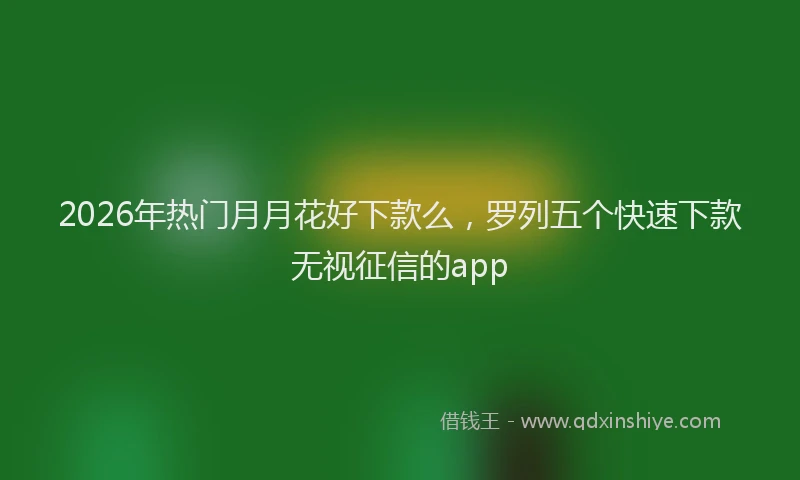 2026年热门月月花好下款么，罗列五个快速下款无视征信的app