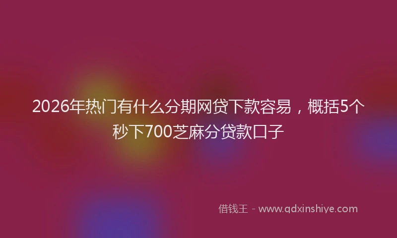 2026年热门有什么分期网贷下款容易，概括5个秒下700芝麻分贷款口子