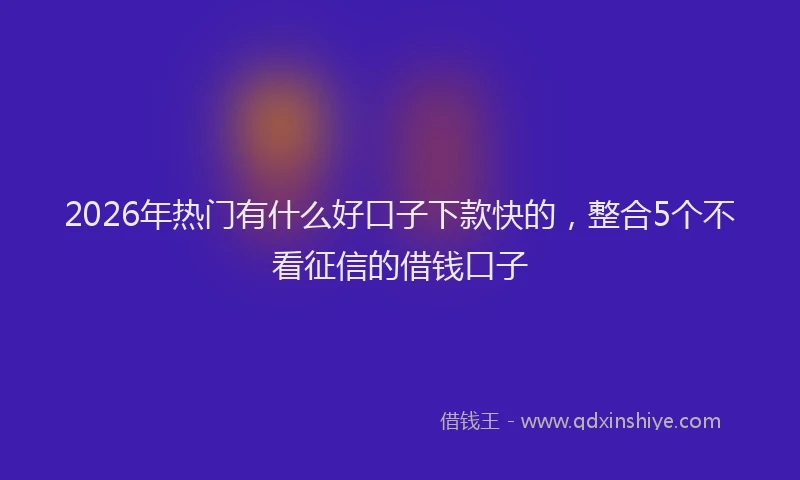 2026年热门有什么好口子下款快的，整合5个不看征信的借钱口子