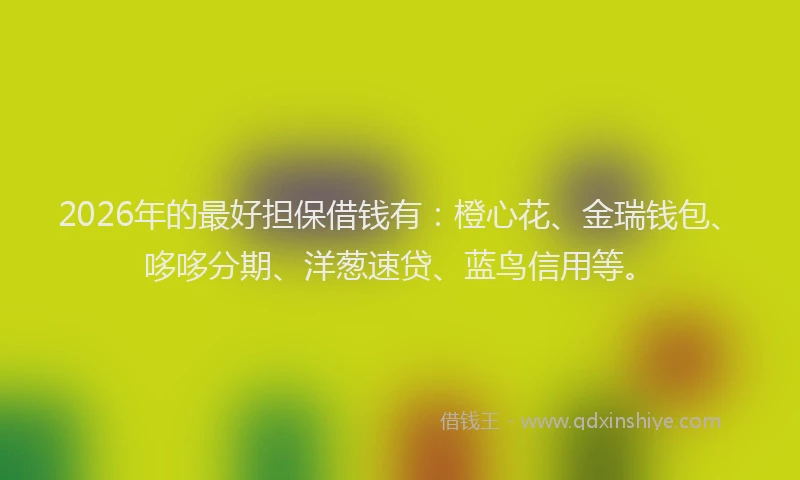 2026年的最好担保借钱有：橙心花、金瑞钱包、哆哆分期、洋葱速贷、蓝鸟信用等。