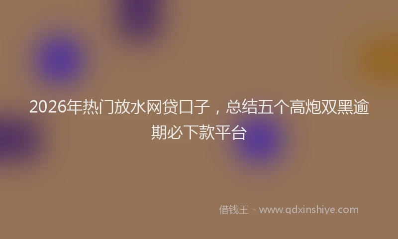 2026年热门放水网贷口子，总结五个高炮双黑逾期必下款平台