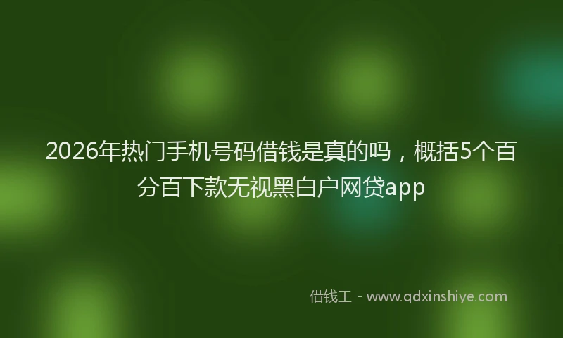 2026年热门手机号码借钱是真的吗，概括5个百分百下款无视黑白户网贷app