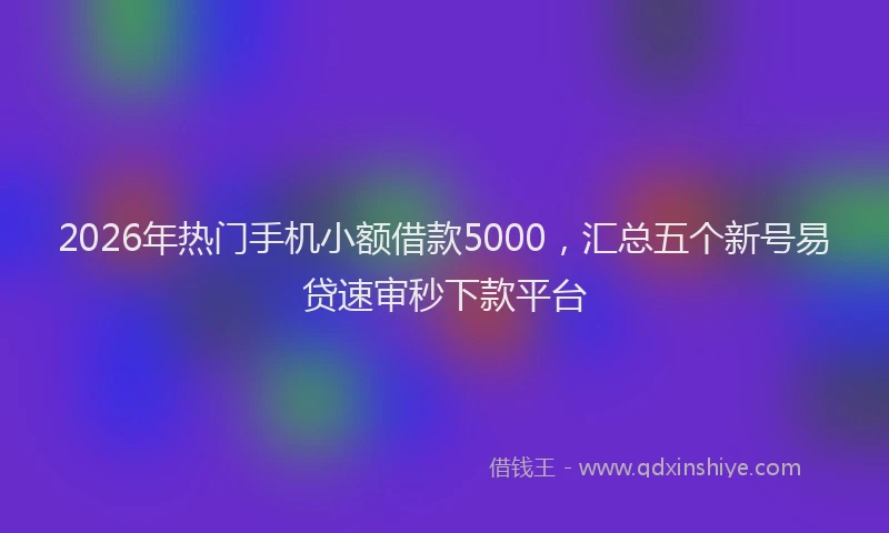 2026年热门手机小额借款5000，汇总五个新号易贷速审秒下款平台