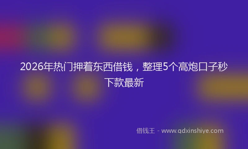 2026年热门押着东西借钱,整理5个高炮口子秒下款最新