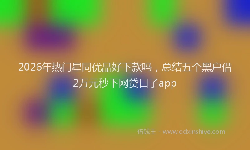 2026年热门星同优品好下款吗，总结五个黑户借2万元秒下网贷口子app