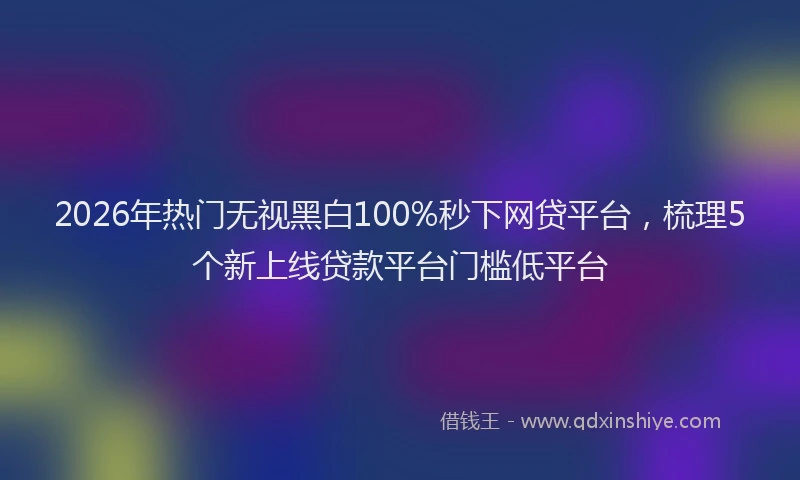 2026年热门无视黑白100%秒下网贷平台，梳理5个新上线贷款平台门槛低平台