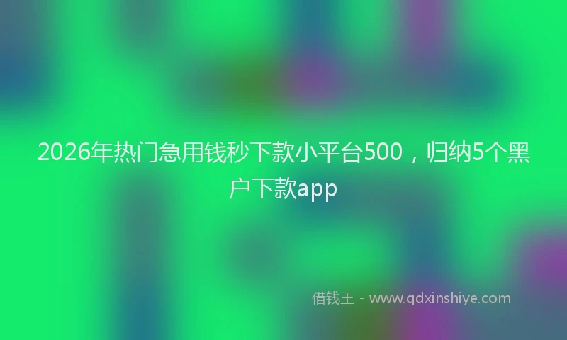 2026年热门急用钱秒下款小平台500,归纳5个黑户下款app