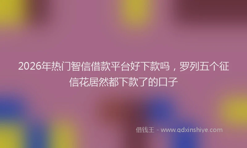 2026年热门智信借款平台好下款吗，罗列五个征信花居然都下款了的口子