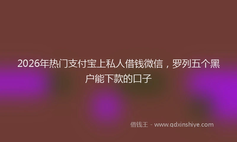 2026年热门支付宝上私人借钱微信，罗列五个黑户能下款的口子