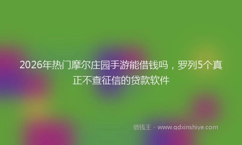 2026年热门摩尔庄园手游能借钱吗，罗列5个真正不查征信的贷款软件