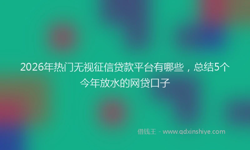 2026年热门无视征信贷款平台有哪些，总结5个今年放水的网贷口子