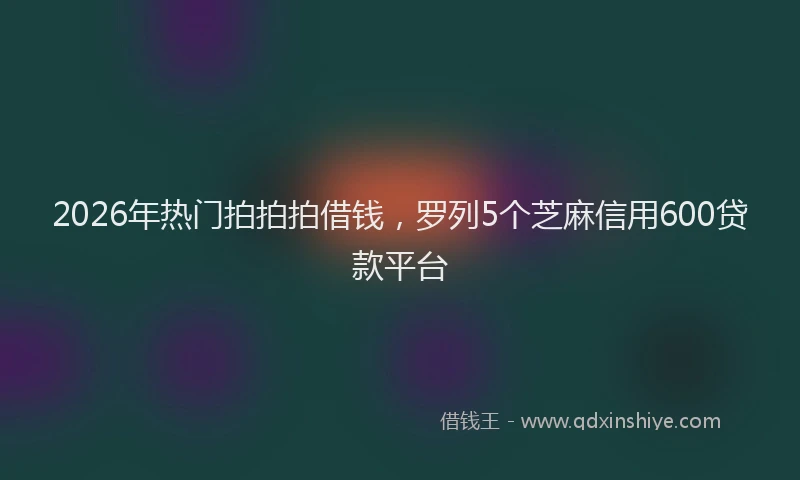 2026年热门拍拍拍借钱，罗列5个芝麻信用600贷款平台