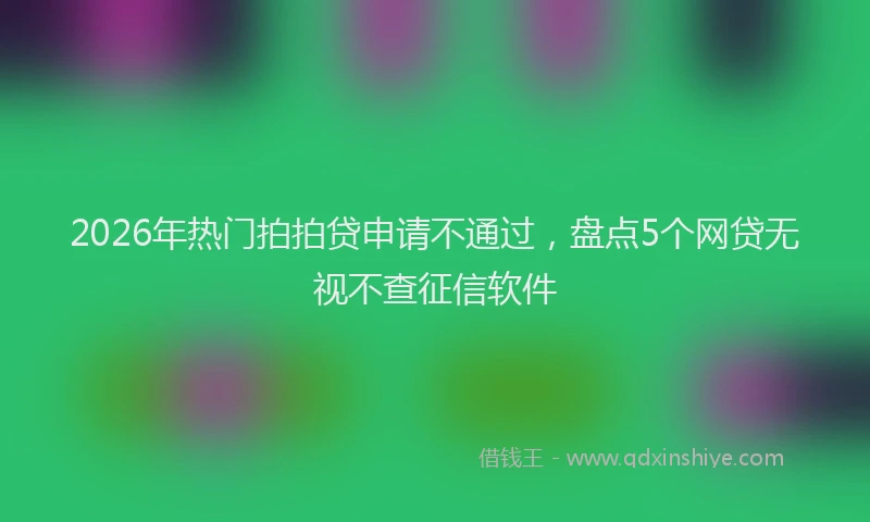 2026年热门拍拍贷申请不通过，盘点5个网贷无视不查征信软件