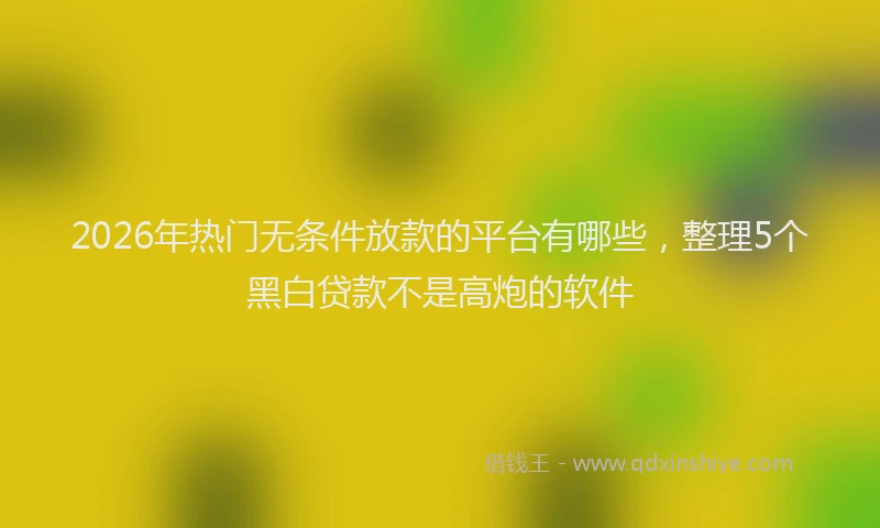 2026年热门无条件放款的平台有哪些，整理5个黑白贷款不是高炮的软件