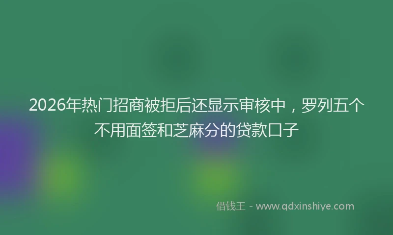 2026年热门招商被拒后还显示审核中，罗列五个不用面签和芝麻分的贷款口子