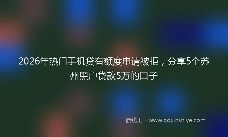 2026年热门手机贷有额度申请被拒，分享5个苏州黑户贷款5万的口子