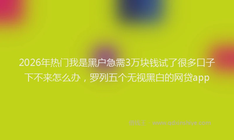 2026年热门我是黑户急需3万块钱试了很多口子下不来怎么办，罗列五个无视黑白的网贷app