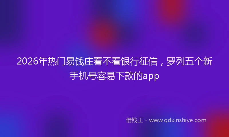 2026年热门易钱庄看不看银行征信，罗列五个新手机号容易下款的app