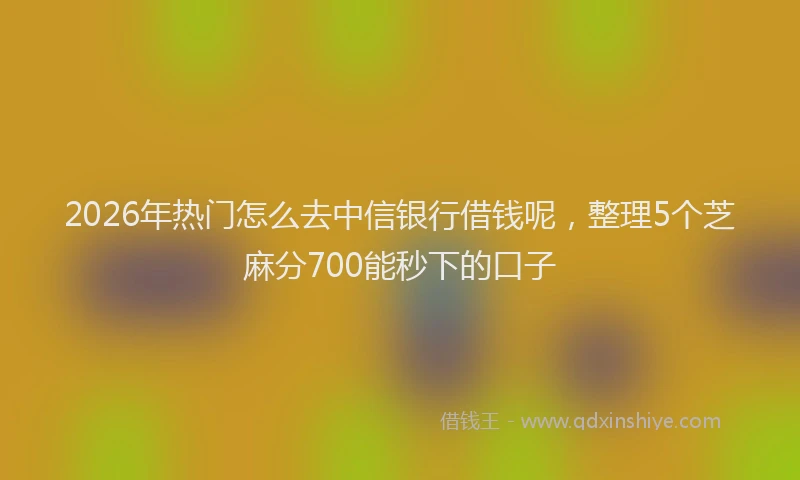 2026年热门怎么去中信银行借钱呢,整理5个芝麻分700能秒下的口子