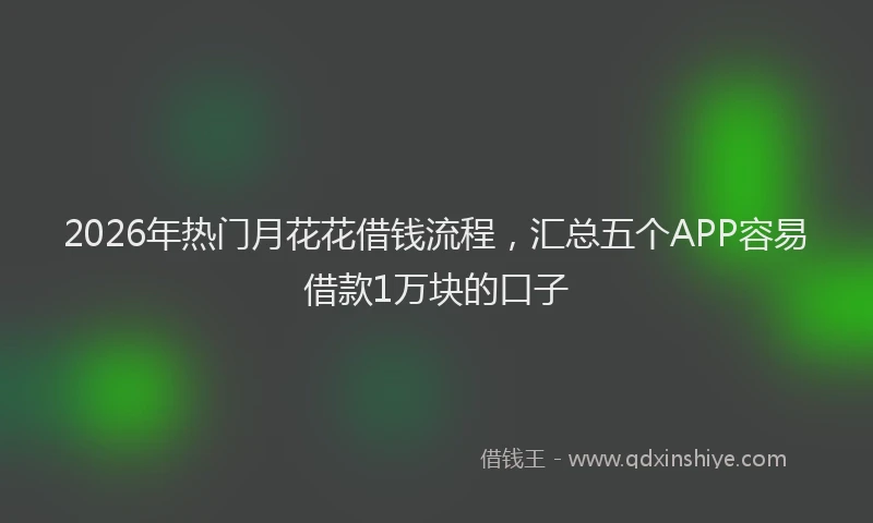 2026年热门月花花借钱流程，汇总五个APP容易借款1万块的口子