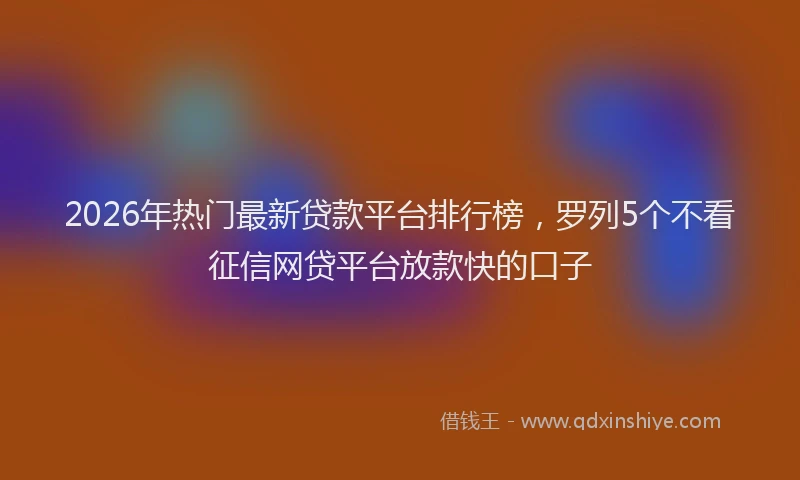 2026年热门最新贷款平台排行榜，罗列5个不看征信网贷平台放款快的口子