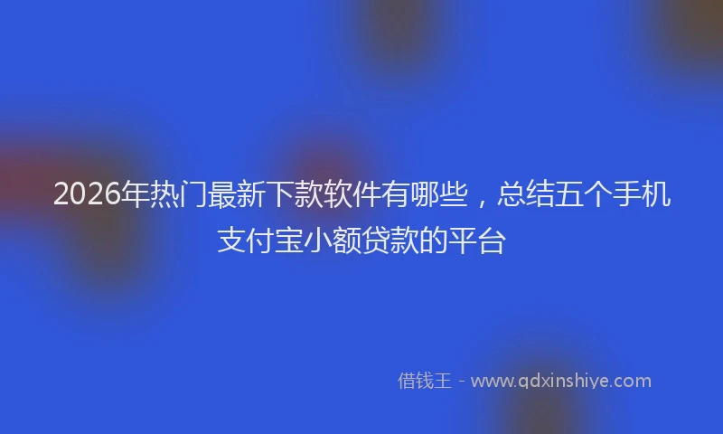 2026年热门最新下款软件有哪些，总结五个手机支付宝小额贷款的平台
