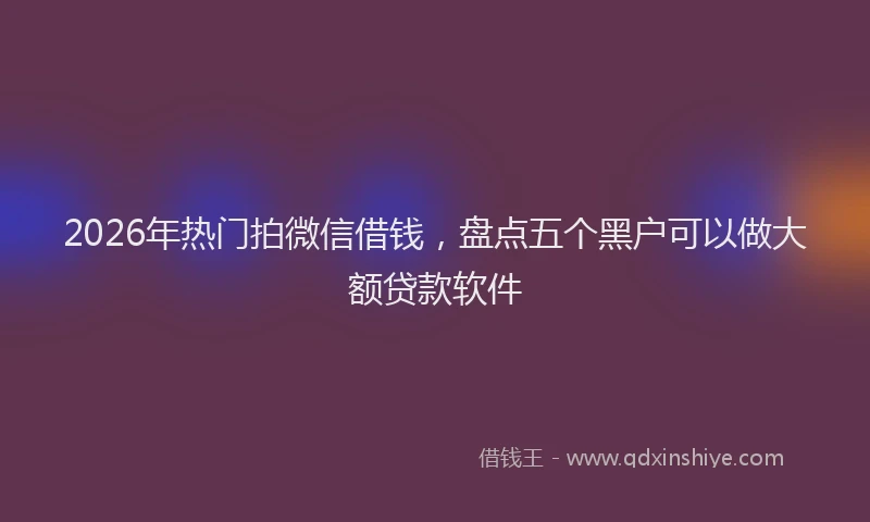 2026年热门拍微信借钱，盘点五个黑户可以做大额贷款软件