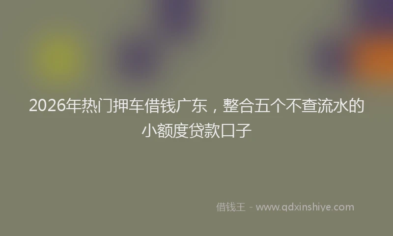 2026年热门押车借钱广东，整合五个不查流水的小额度贷款口子
