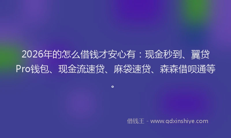 2026年的怎么借钱才安心有：现金秒到、翼贷Pro钱包、现金流速贷、麻袋速贷、森森借呗通等。