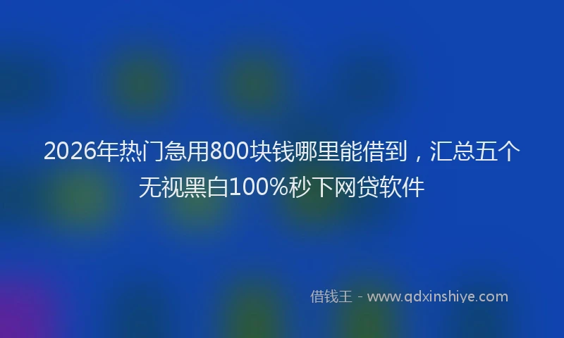 2026年热门急用800块钱哪里能借到，汇总五个无视黑白100%秒下网贷软件