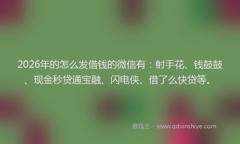 2026年的怎么发借钱的微信有:射手花、钱鼓鼓、现金秒贷通宝融、闪电侠、借了么快贷等。