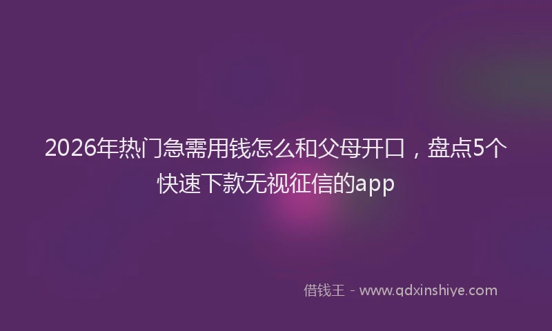 2026年热门急需用钱怎么和父母开口，盘点5个快速下款无视征信的app