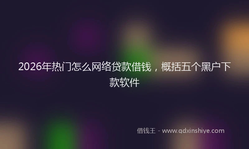 2026年热门怎么网络贷款借钱，概括五个黑户下款软件