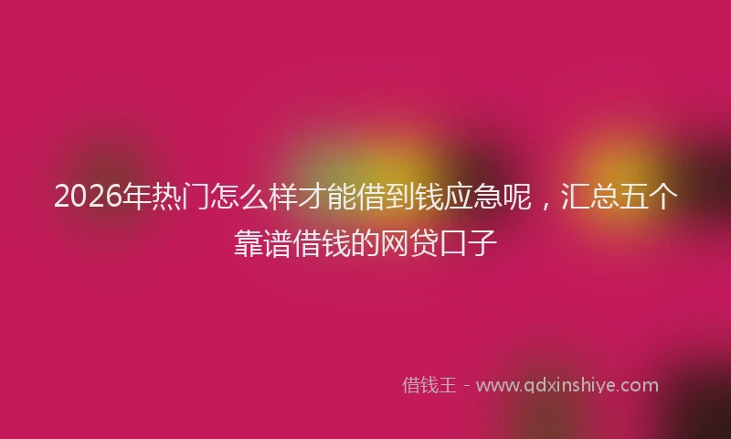 2026年热门怎么样才能借到钱应急呢，汇总五个靠谱借钱的网贷口子