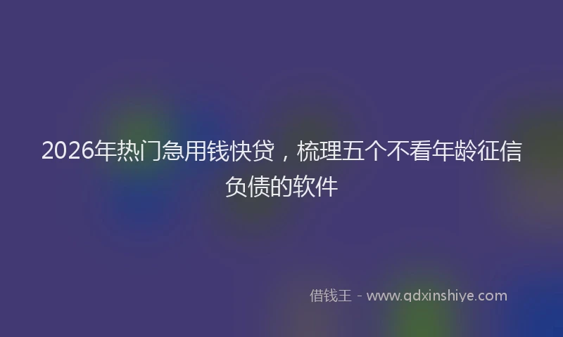 2026年热门急用钱快贷，梳理五个不看年龄征信负债的软件